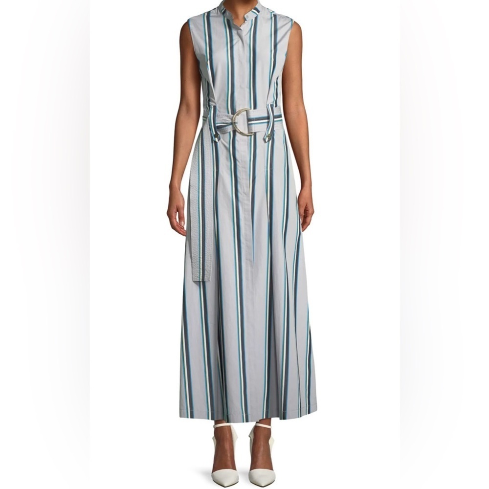 Diane von Furstenberg Utility Chic Bold Stripe D-Ring Belted Maxi Shirt Dress 2